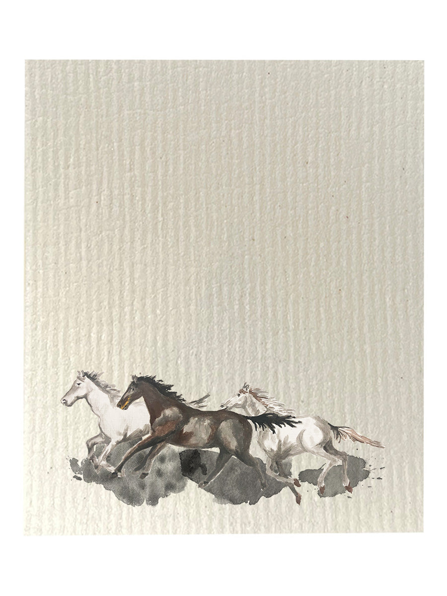 Horse Trio Running Dishcloth Set