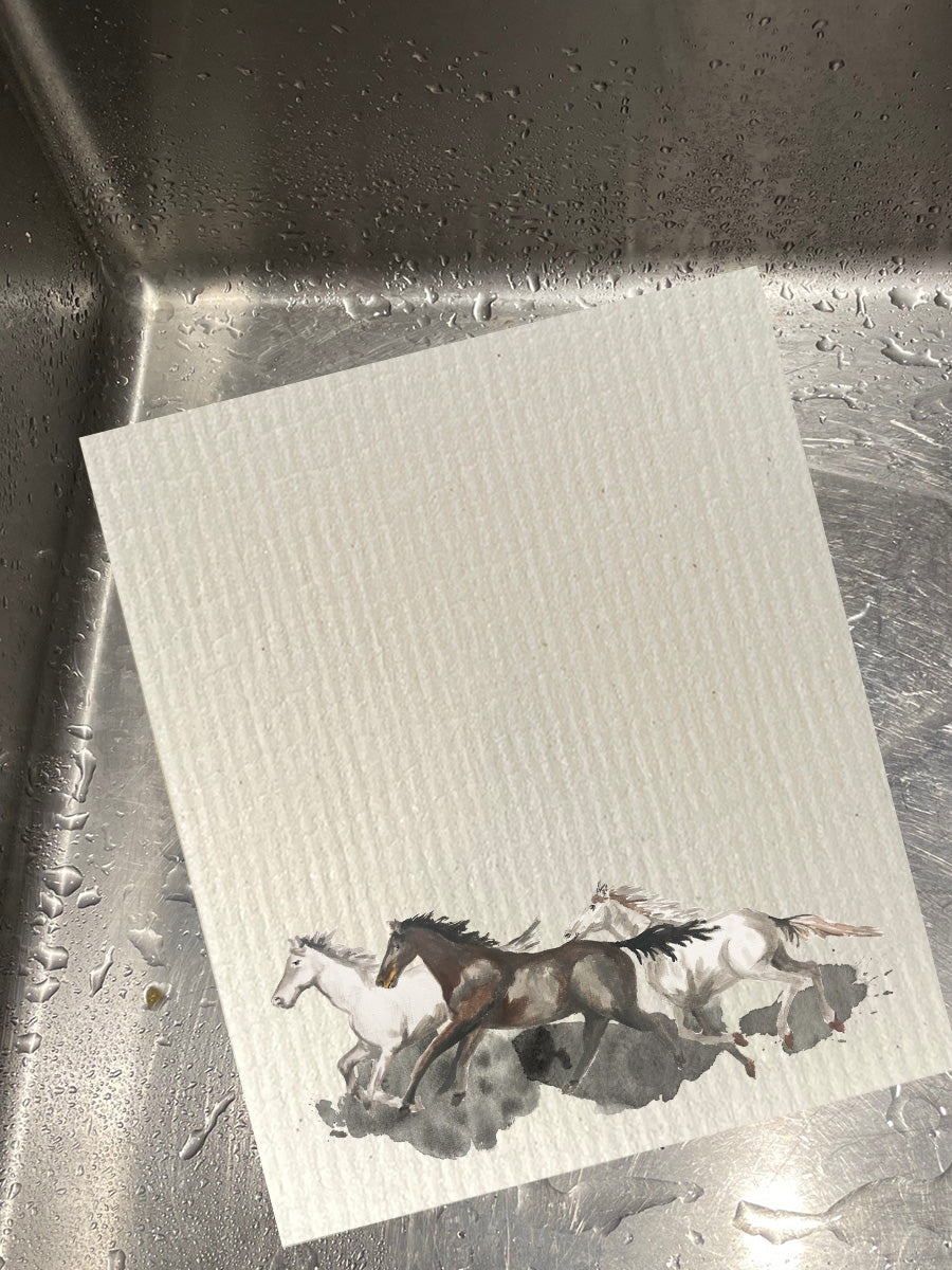 Horse Trio Running Dishcloth Set