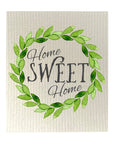 Home Sweet Home Wreath Bio-degradable Cellulose Dishcloth Set of 2