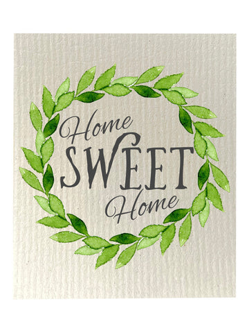 Home Sweet Home Wreath Bio-degradable Cellulose Dishcloth Set of 2