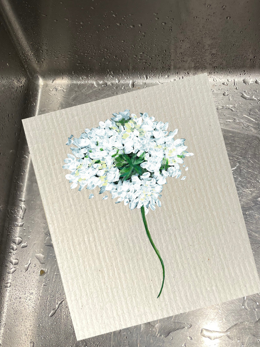 White Hydrangea Dishcloth Set