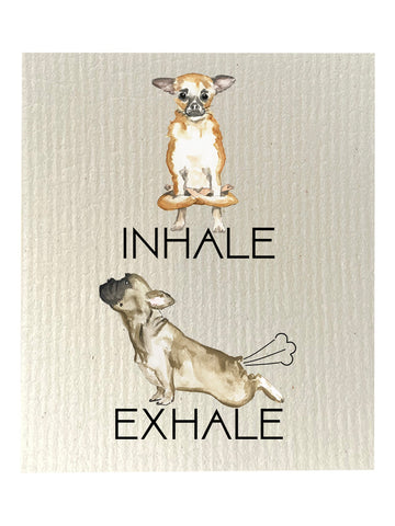 Inhale Exhale Yoga Dogs Bio-degradable Cellulose Dishcloth Set of 2