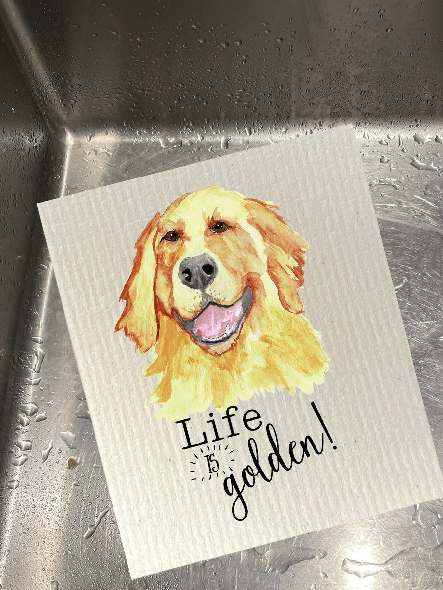 Life Is Golden Bio-degradable Cellulose Dishcloth Set of 2