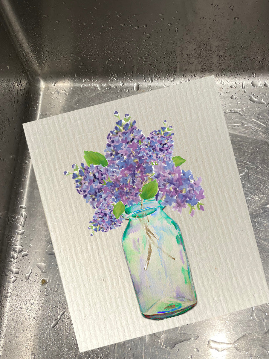 Lilacs In A Bottle -  Bio-degradable Cellulose Dishcloth Set of 2