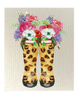 Leopard Boot Floral -  Bio-degradable Cellulose Dishcloth Set of 2
