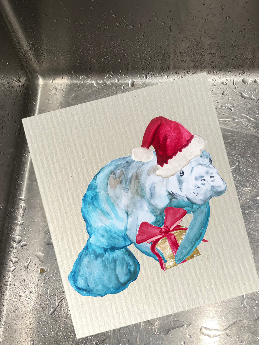 Christmas Manatee Dishcloth Set