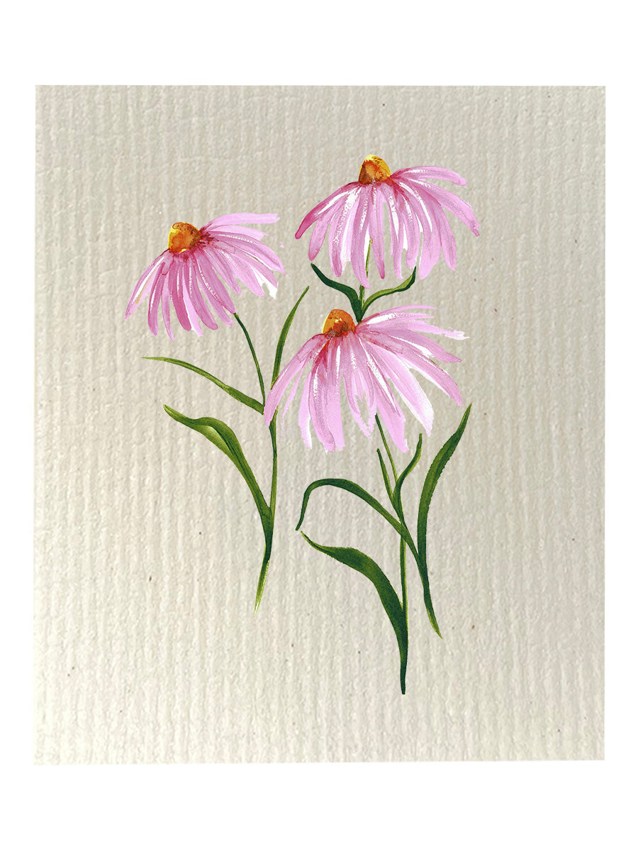 Pink Coneflowers Dishcloth Set