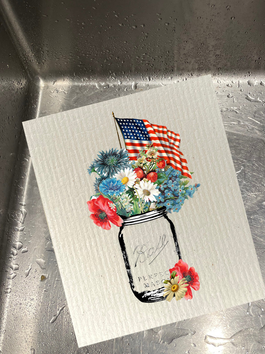 Patriotic Mason Jar Dishcloth Set