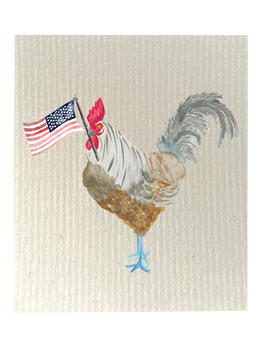 Patriotic Rooster Dishcloth Set