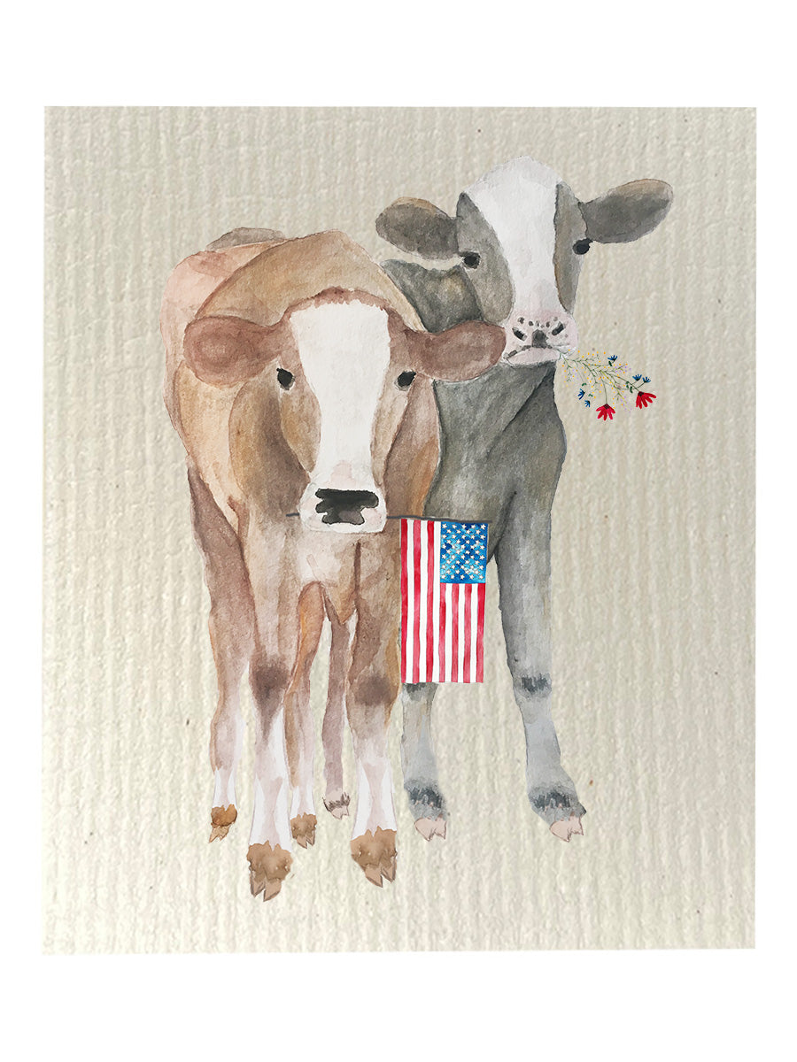 Patriotic Calves Dishcloth Set