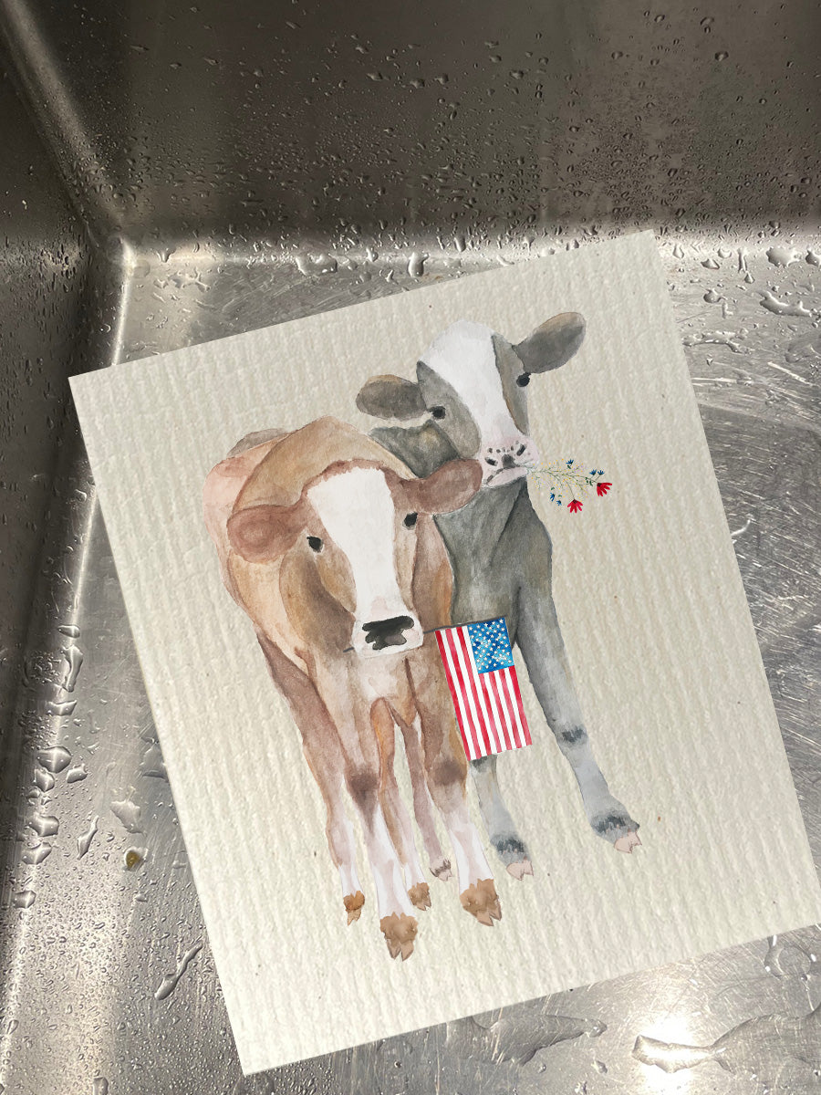 Patriotic Calves Dishcloth Set