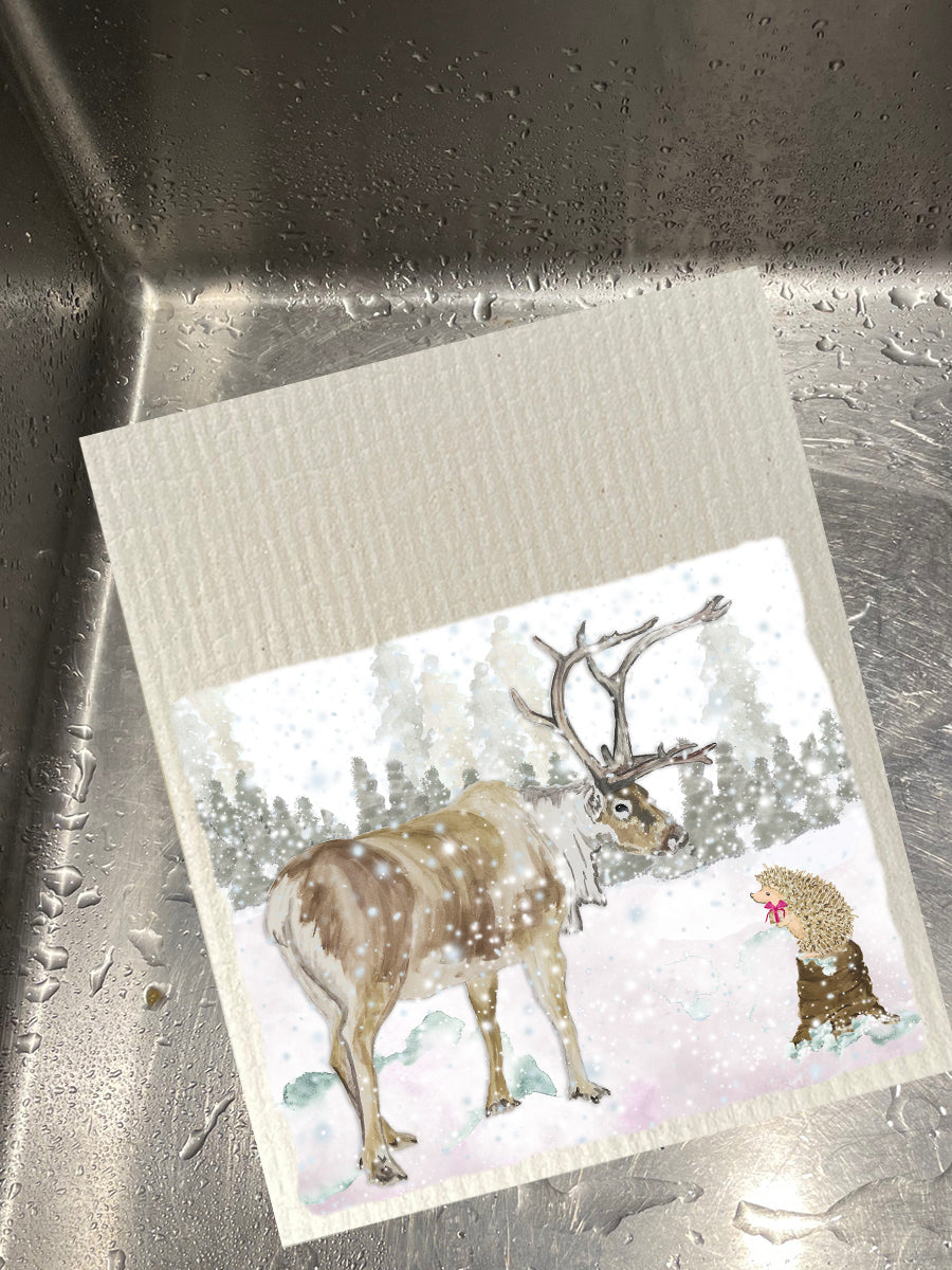 Reindeer And Hedgehog Dishcloth Set