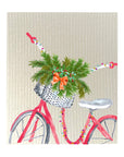 Red Bike With Greenery Bio-degradable Cellulose Dishcloth Set of 2