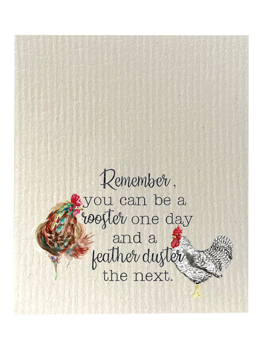 Rooster Feather Duster Dishcloth Set