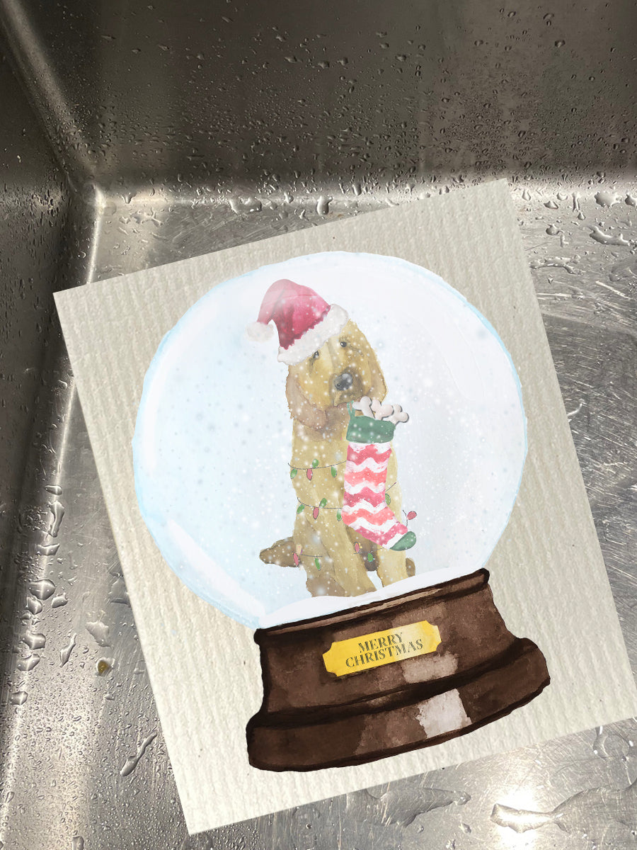 Snow Globe Dog Dishcloth Set