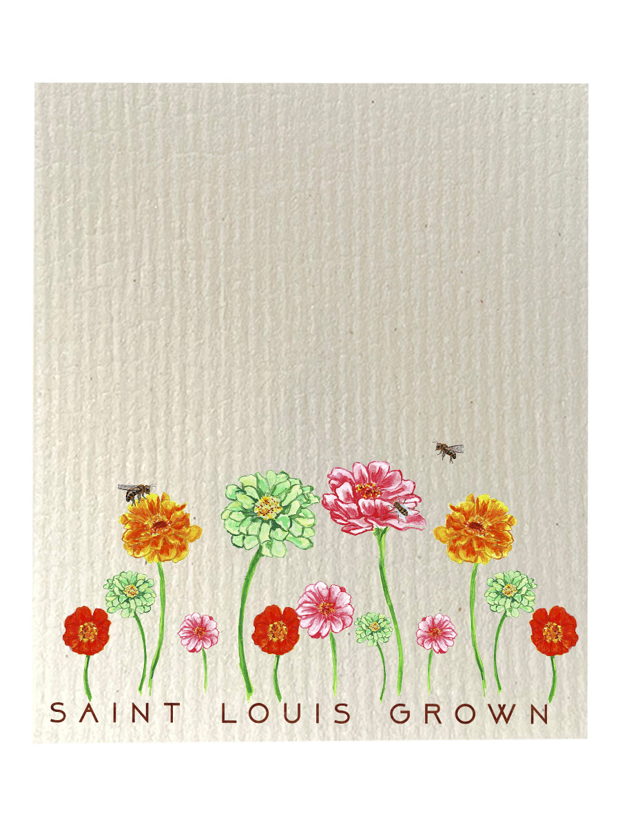 Saint Louis Grown Zinnias Dishcloth Set