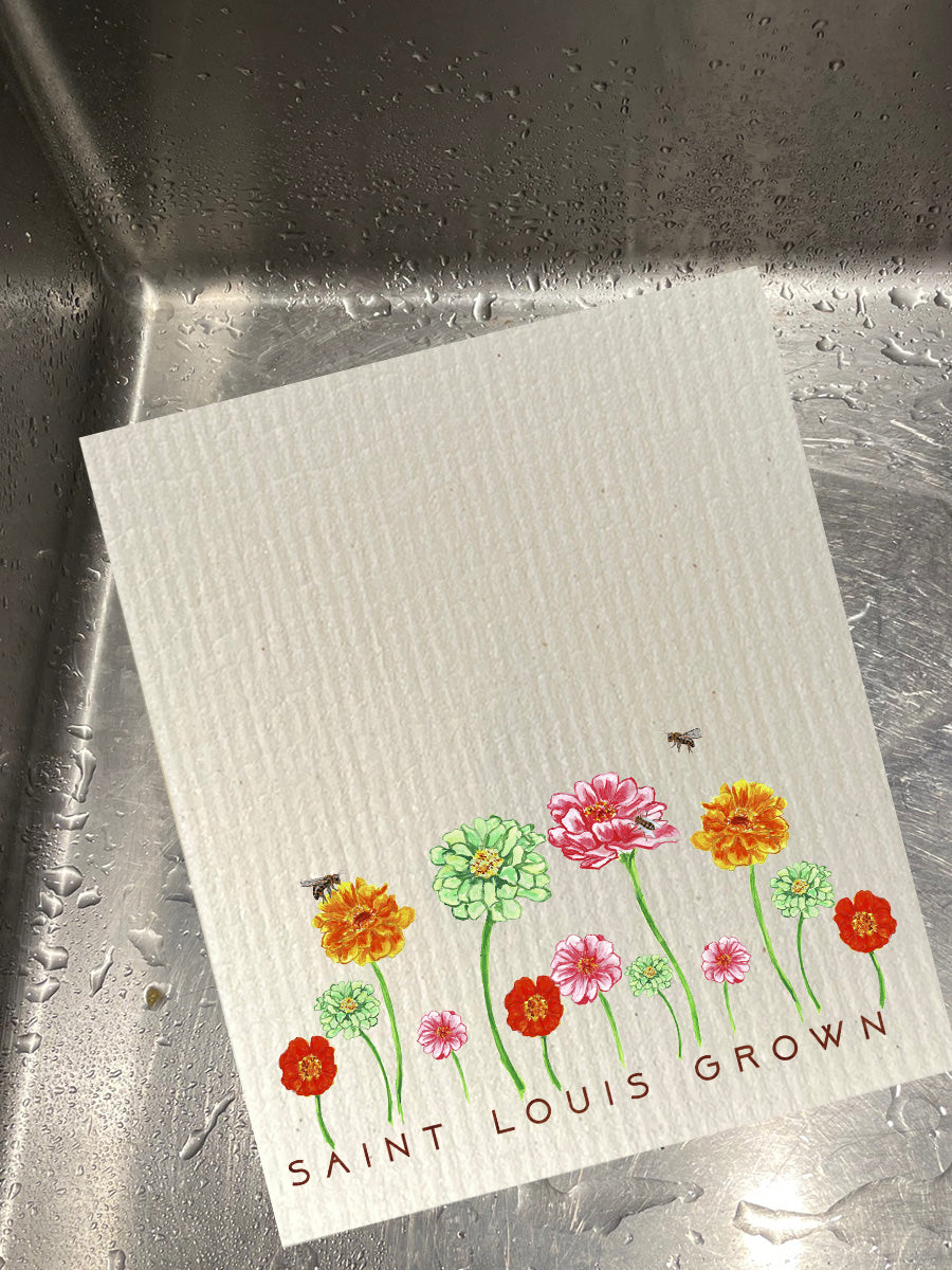 Saint Louis Grown Zinnias Dishcloth Set