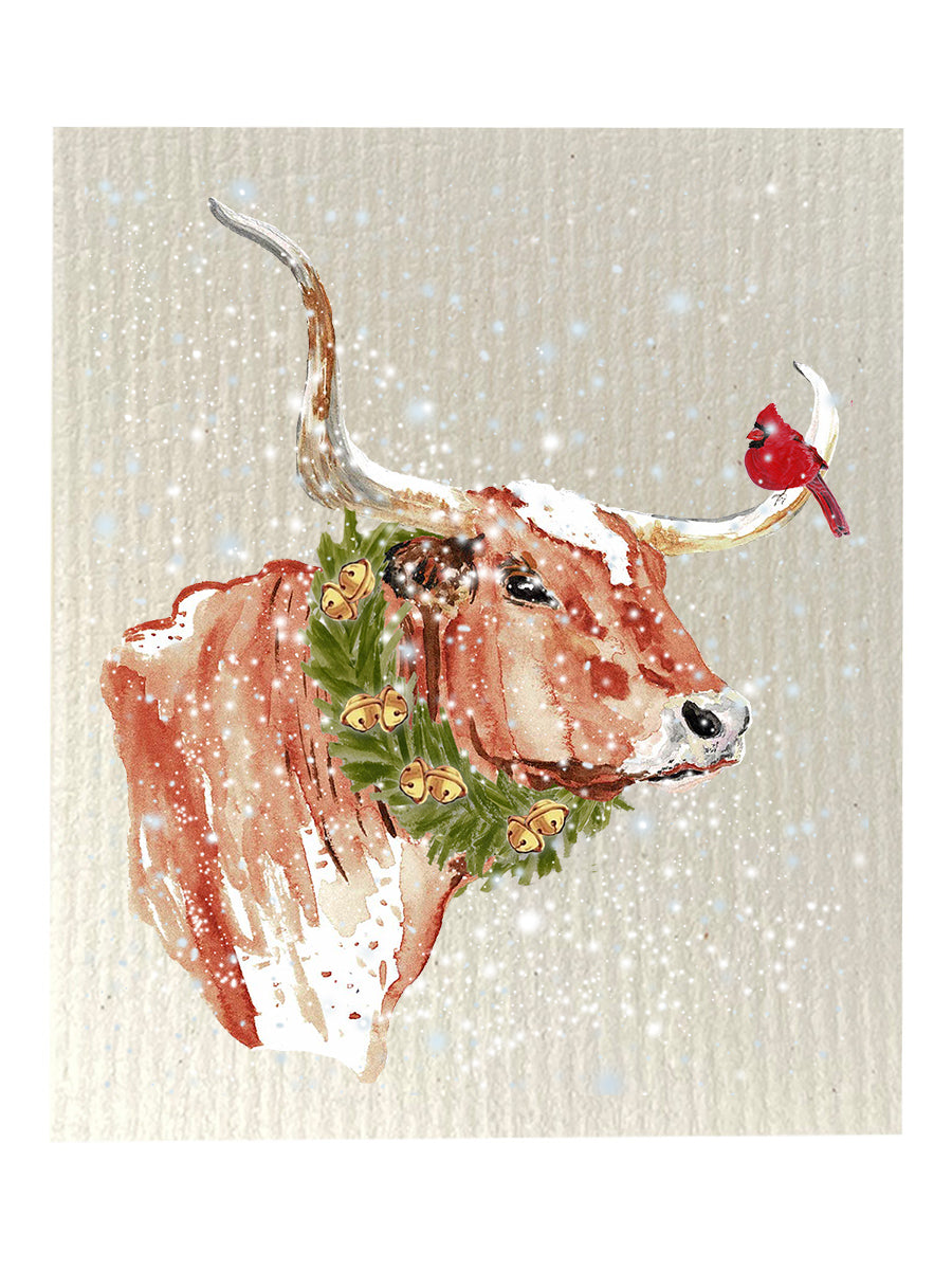 Snowy Longhorn Dishcloth Set