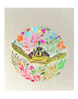 Floral Sea Turtle Bio-degradable Cellulose Dishcloth Set of 2