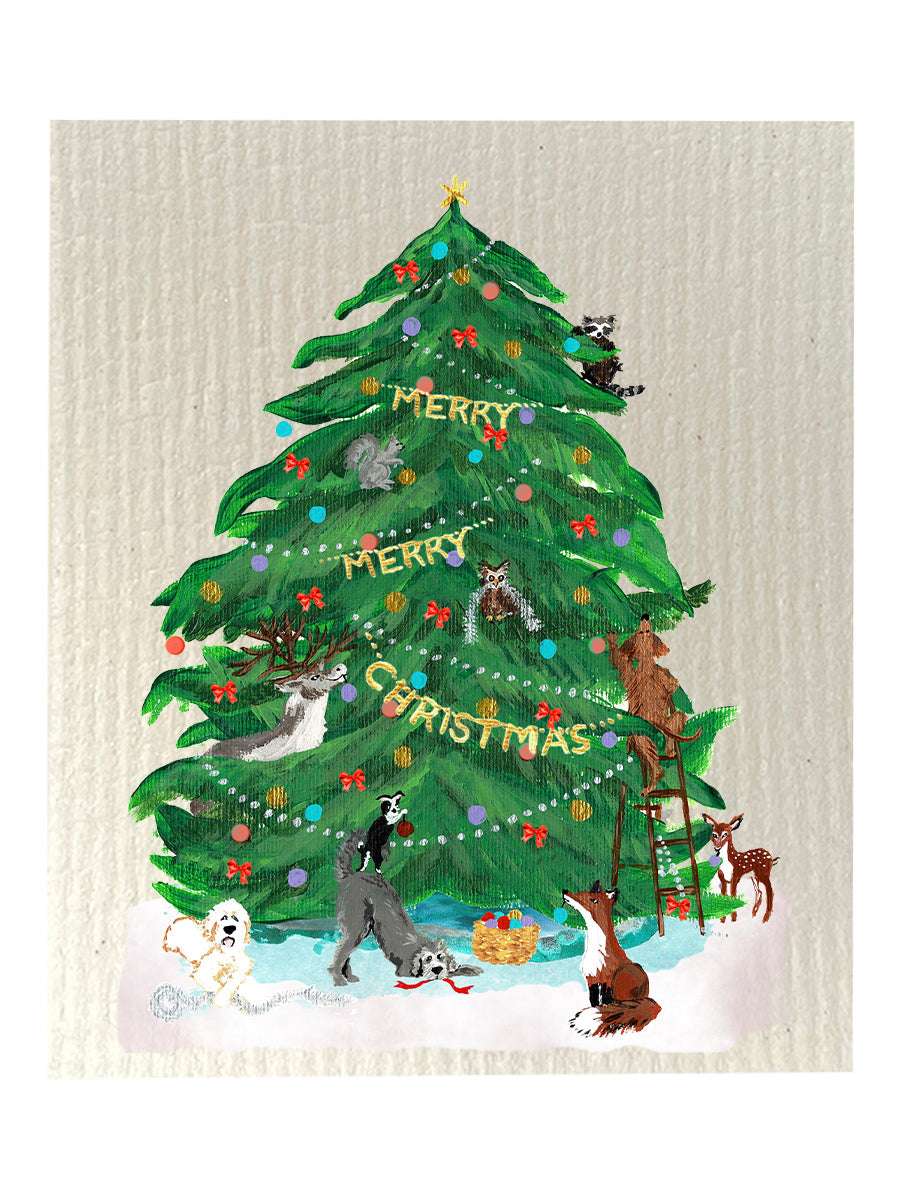 Tree with Animals Dishcloth Set