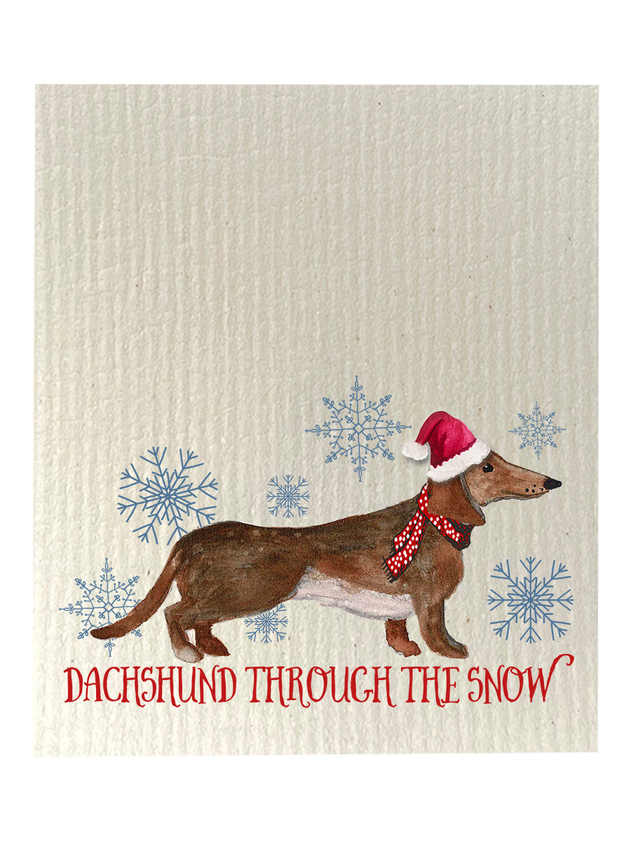 Dachshund Through The Snow Dishcloth Set