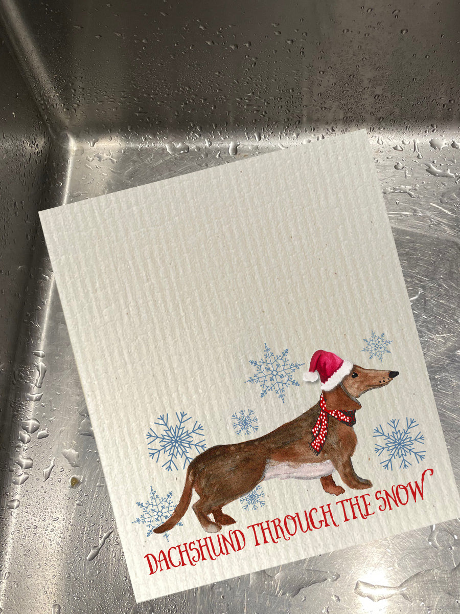 Dachshund Through The Snow Dishcloth Set