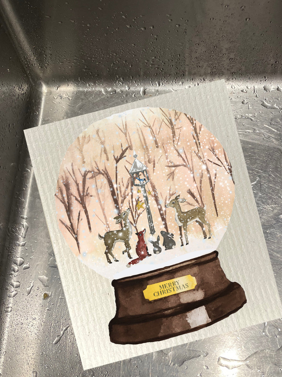 Snow Globe Animals Dishcloth Set
