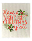 Very Merry Christmas Y'all -  Bio-degradable Cellulose Dishcloth Set of 2