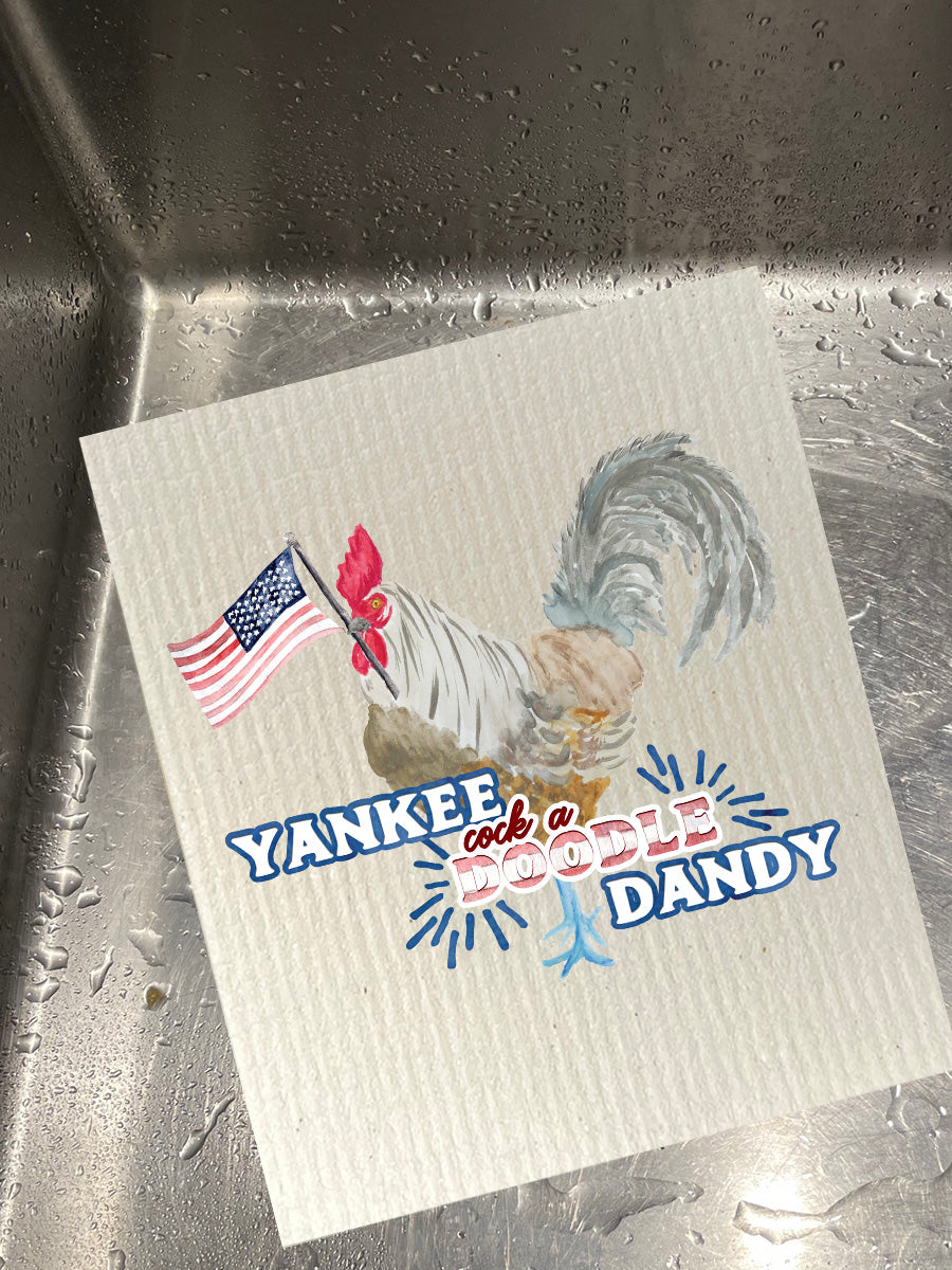 Yankee Cock a Doodle Dandy -  Bio-degradable Cellulose Dishcloth Set of 2