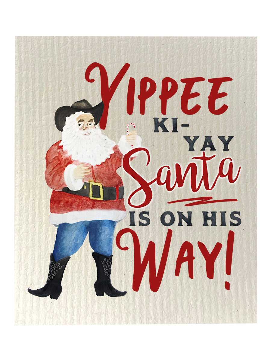 Yippee Ki-Yay Santa Dishcloth Set