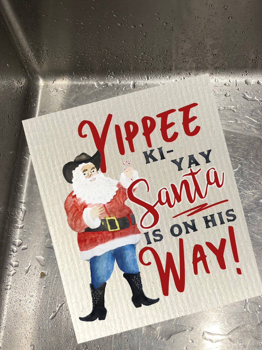 Yippee Ki-Yay Santa Dishcloth Set