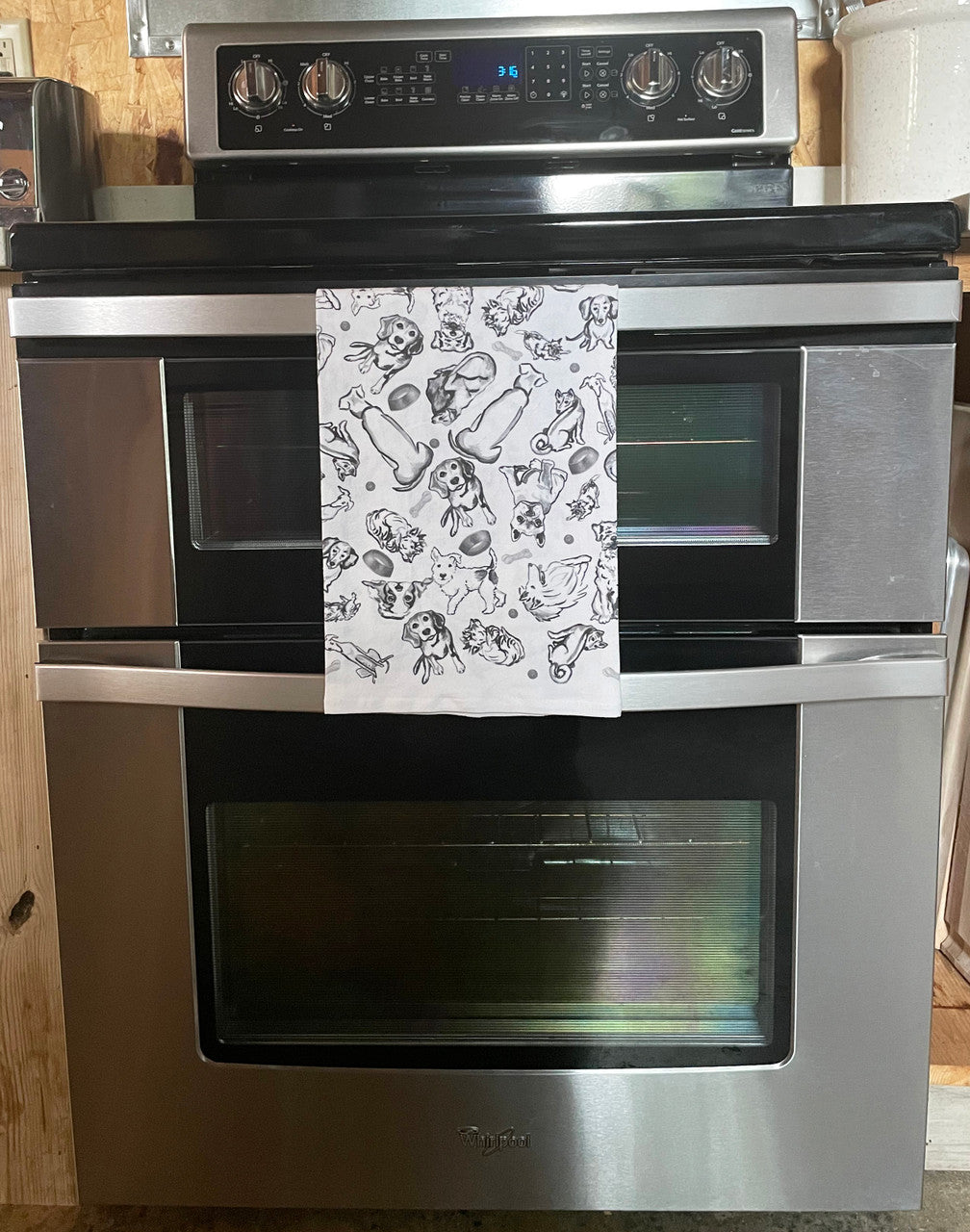 Black and White Dog Collage Kitchen Towel