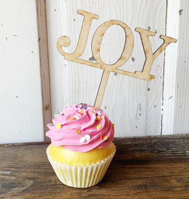 Joy Wood Cake Topper