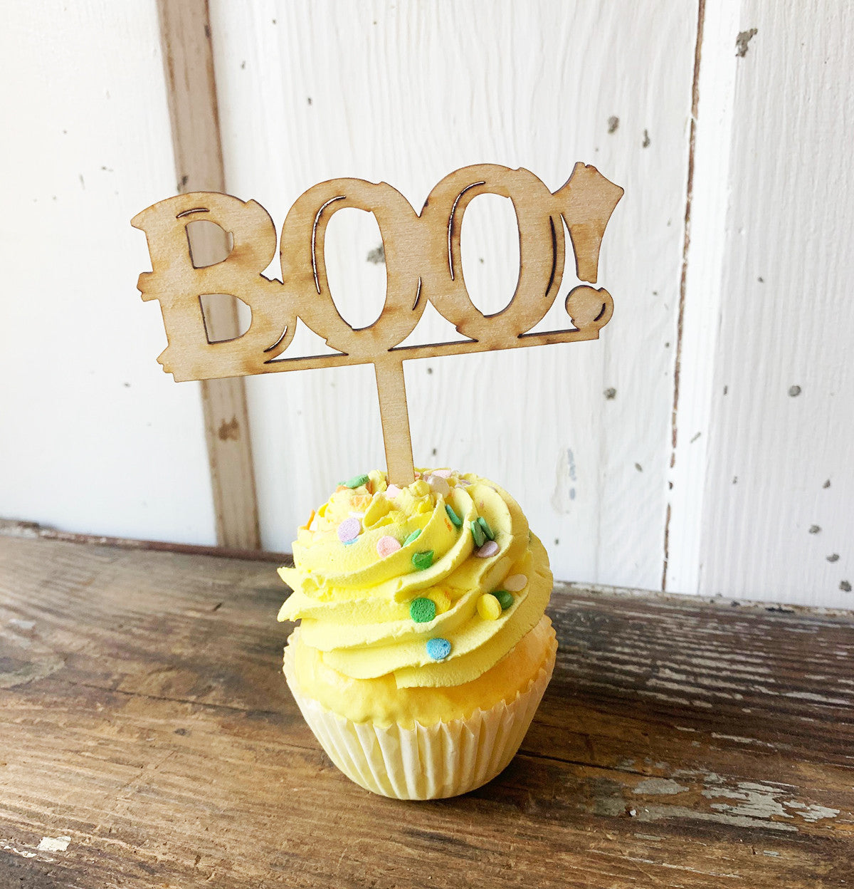 Boo! Wood Cake Topper