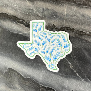 Texas State with Bluebonnets Vinyl Sticker