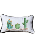 Cactus Trios Lumbar White Pillow with Piping