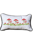 Red Mushrooms Lumbar White Pillow with Piping