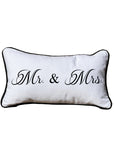 Mr. & Mrs. Lumbar White Pillow with Piping