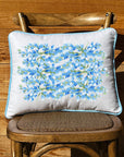 Bluebonnets All Over White Rectangular Pillow with Piping