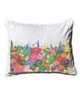 Bodley Floral White Rectangular Pillow with Piping