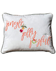 Jingle Jolly Joyful White Rectangular - Square Pillow with Piping