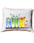 Multi floral boots White Rectangular Pillow with Piping