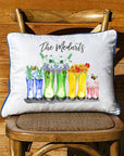 Multi floral boots personalized White Rectangular Pillow with Piping