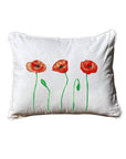 Poppies White Rectangular Pillow with Piping