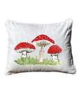 Red Mushroom Trio  Rectangular White Pillow with Piping