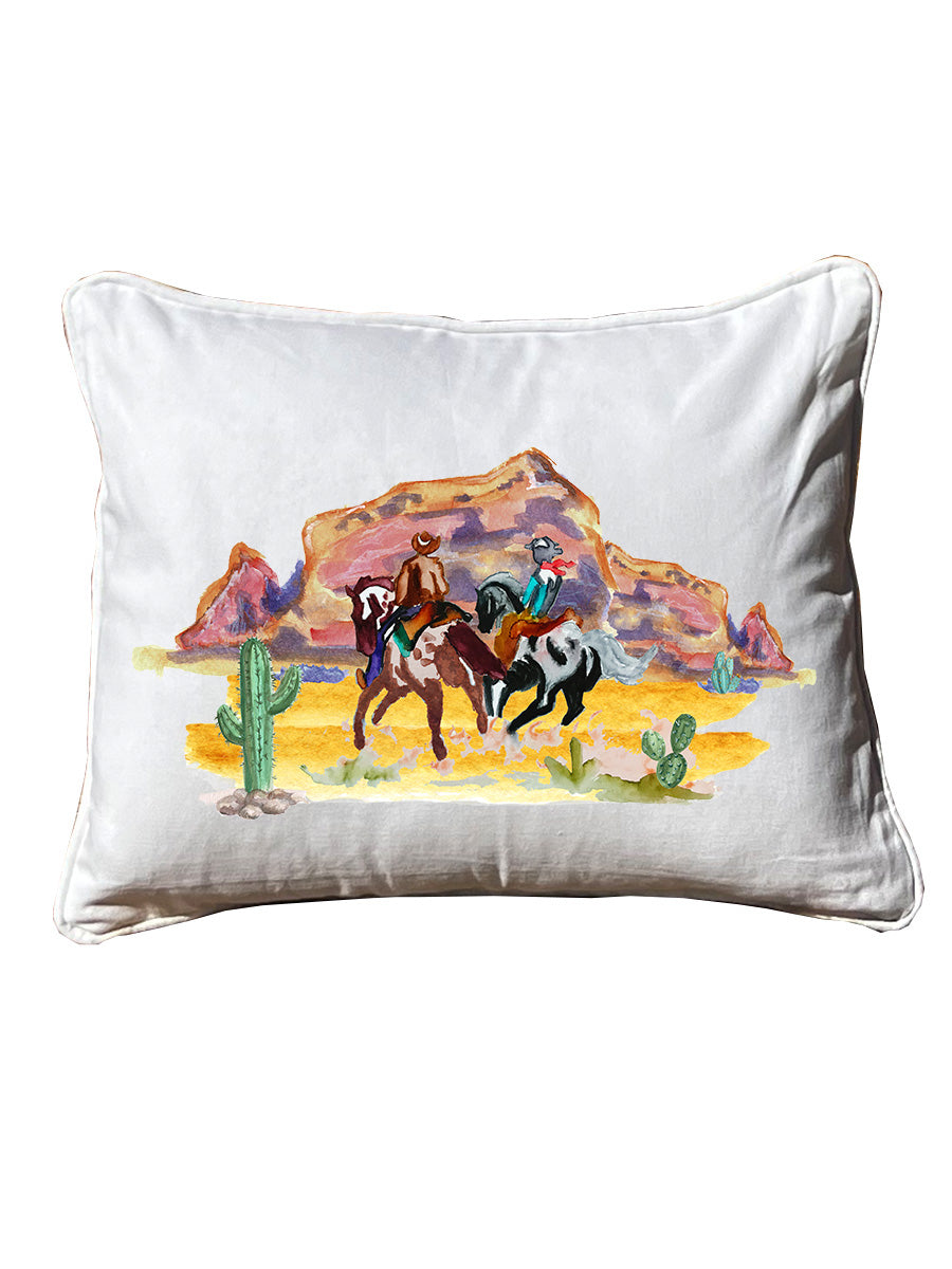 Range Riders White Rectangular - Square Pillow with Piping