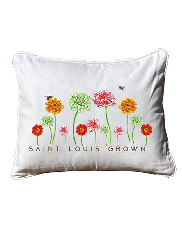 St. Louis Grown Personalized White Rectangular Pillow with Piping