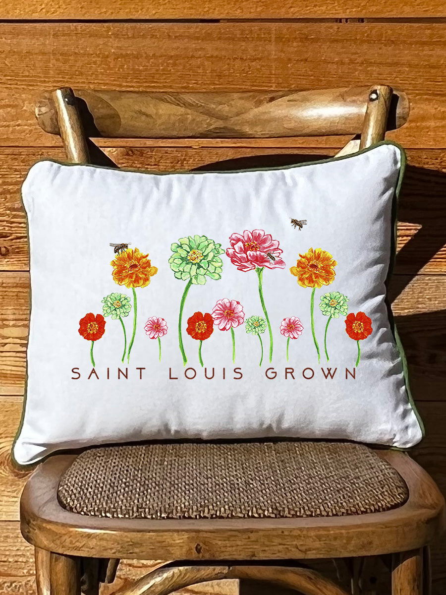 St. Louis Grown Personalized White Rectangular Pillow with Piping