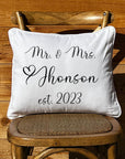 Mr. and Mrs. (Your Name)  Rectangular White Pillow with Piping