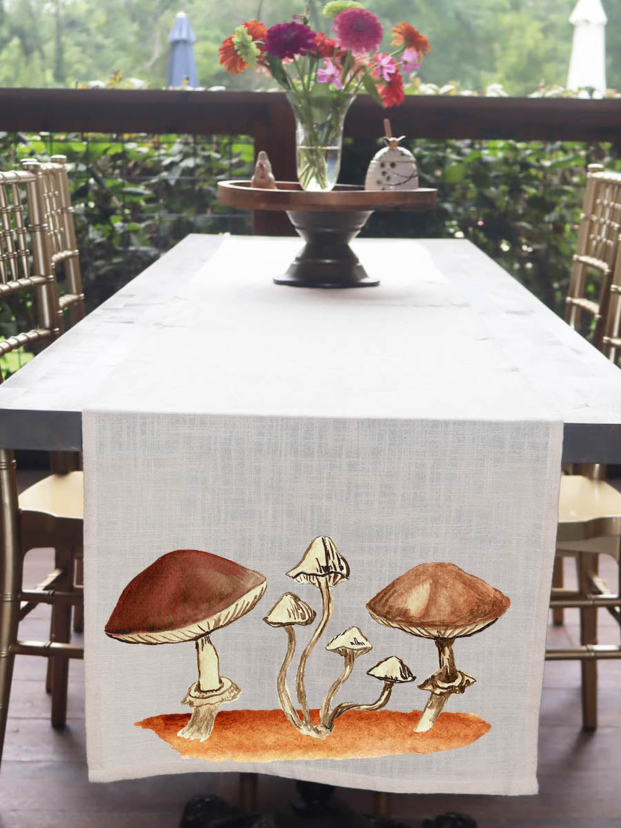 Brown Mushroom Trio Table Runner